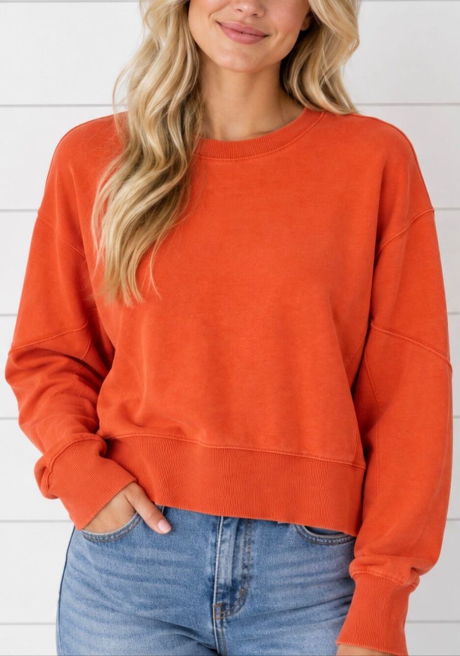 Sunnyside by Sundry orange crewneck pullover size M